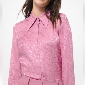 Brand New Michael Kors Collection pink floral blouse